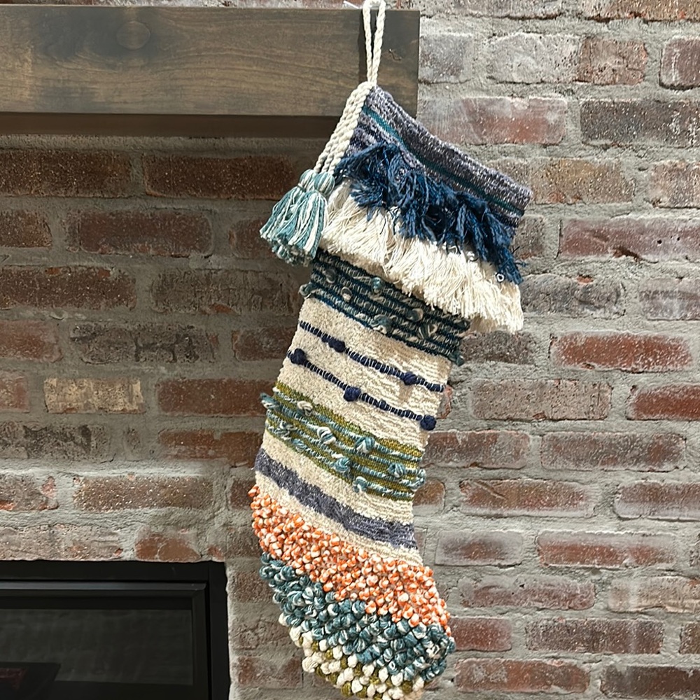 Anthropologie Multicolor Knit Christmas Stocking
